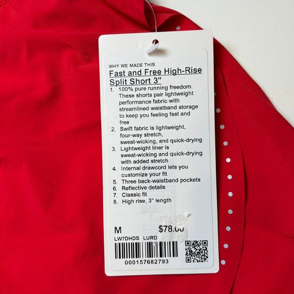 Lululemon Fast and Free High-Rise Classic-Fit Short 3" *Lulu Red - Picture 6 of 9